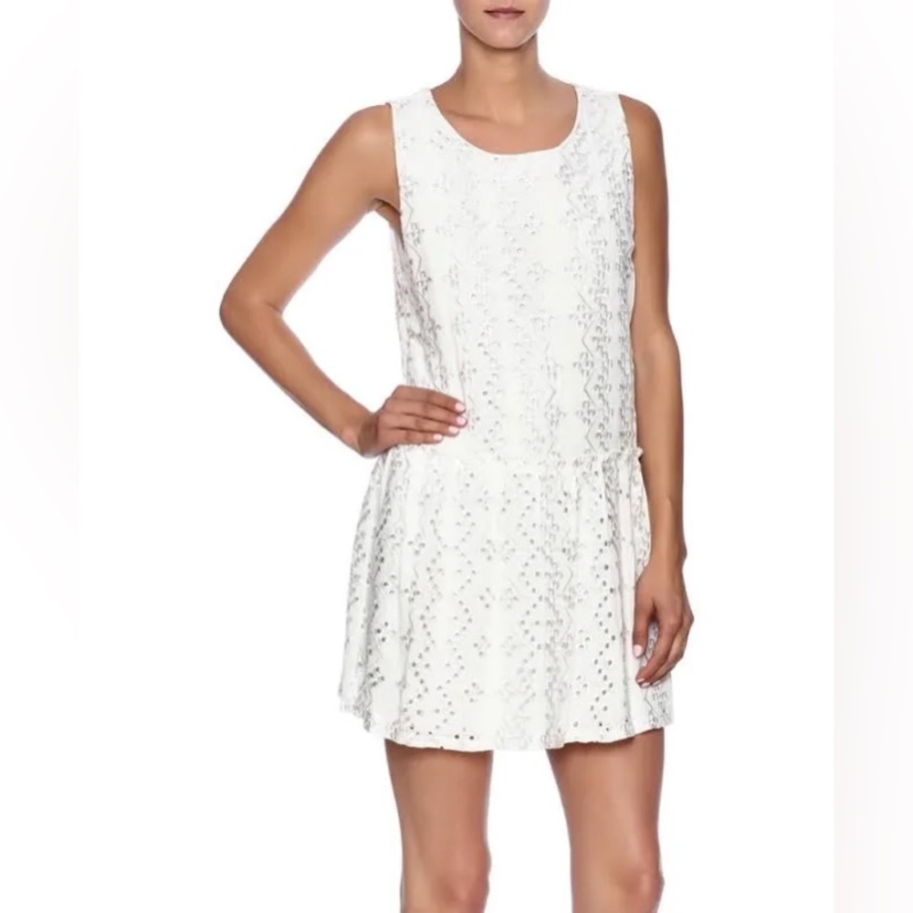 Everly Sleeveless Eyelet Dress with drop waist, Size L
